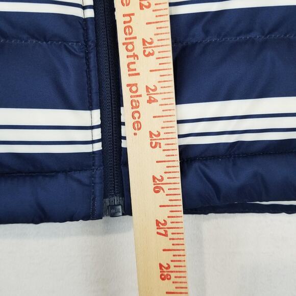 Lands' End Vest Womens 1X Navy White Striped 600 Fill Down Puffer Quilted RDS - Picture 11 of 12